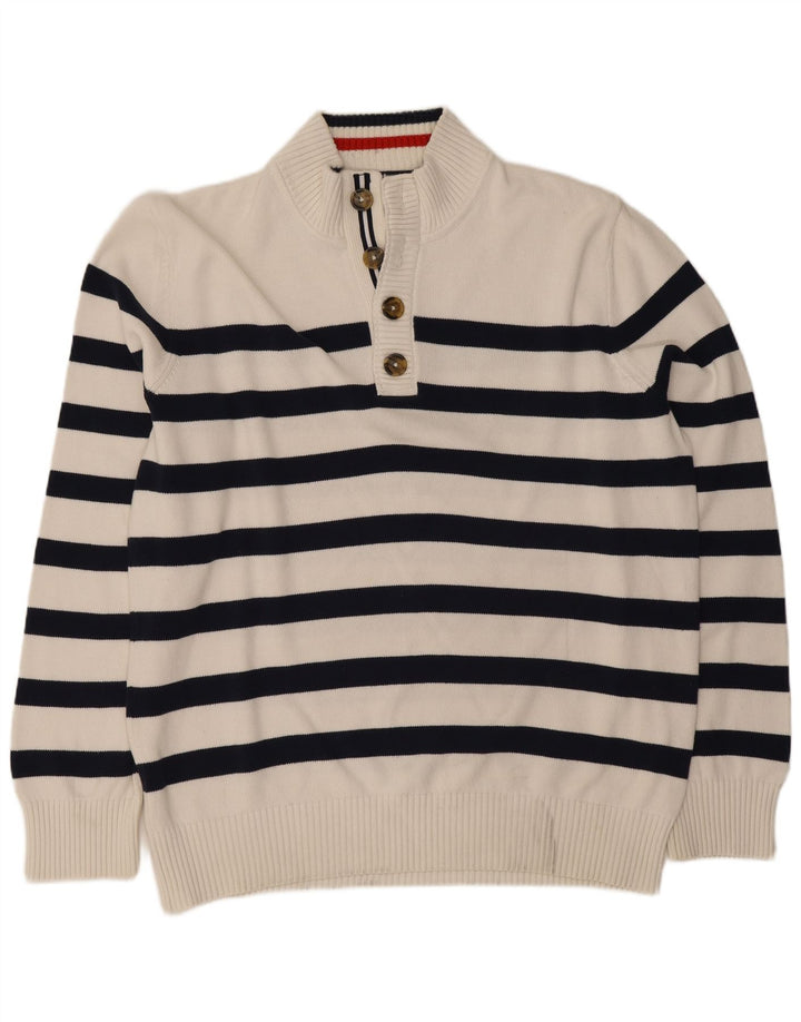 Suéter masculino Tommy Hilfiger com gola redonda e listrado branco grande