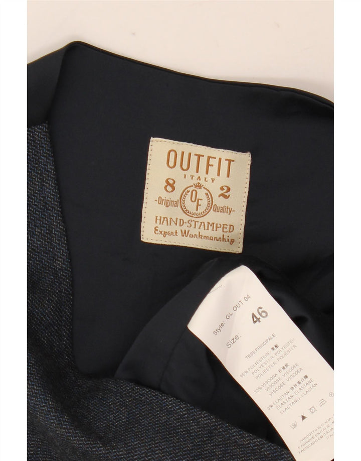 Colete masculino vintage IT 46 pequeno poliéster xadrez azul marinho