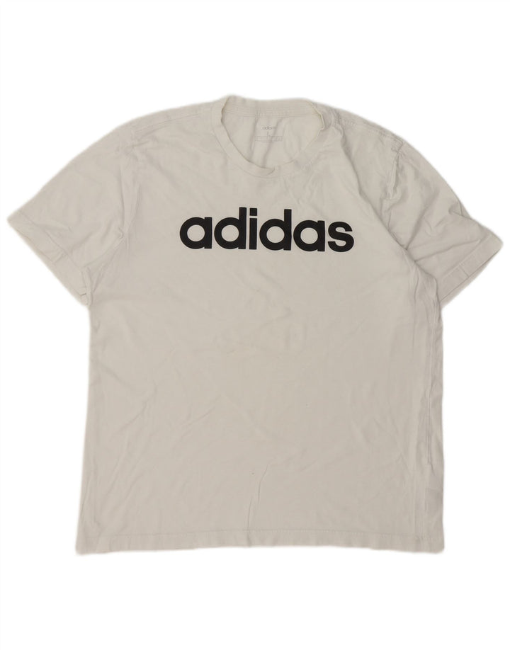 ADIDAS Mens Graphic T-Shirt Top Grande Algodão Branco