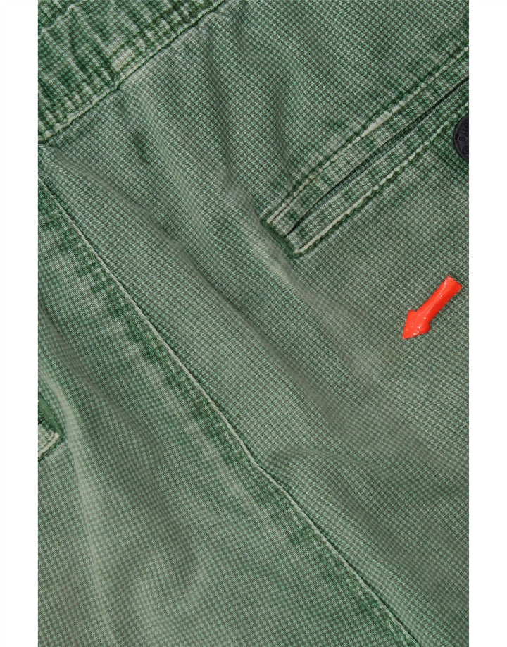 Superdry Mens Chino Shorts Grande W36 Verde Houndstooth Algodão