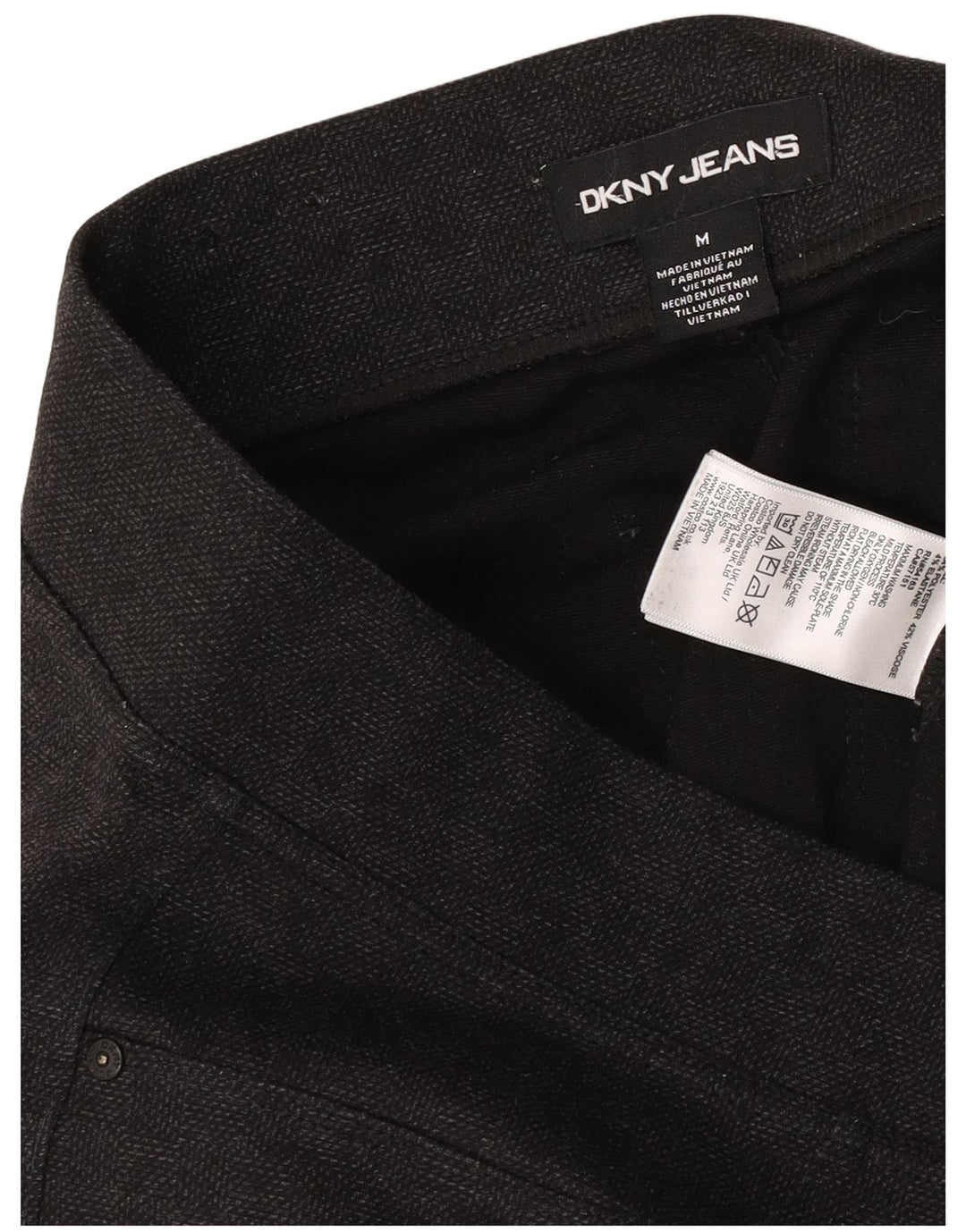 Calça feminina casual skinny Dkny média W30 L28 poliéster xadrez cinza