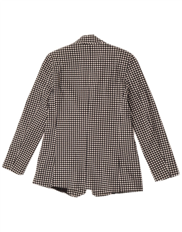Jaqueta blazer feminina Oasis com 1 botão Reino Unido 10 pequena preta gingham viscose