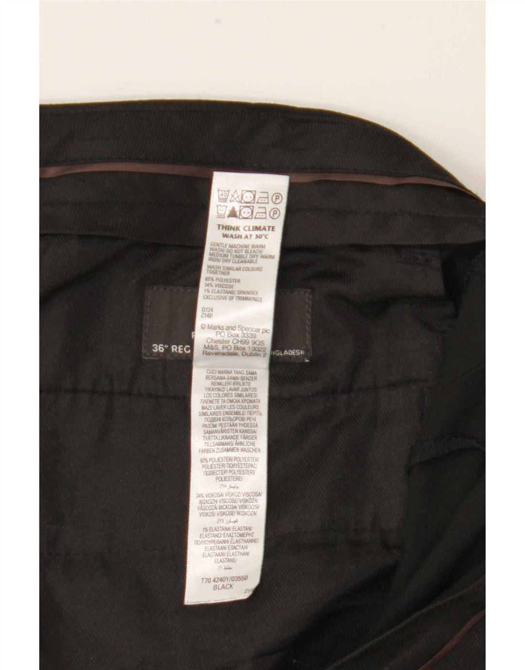 Calça masculina Marks & Spencer reta regular fit W36 L31 preta
