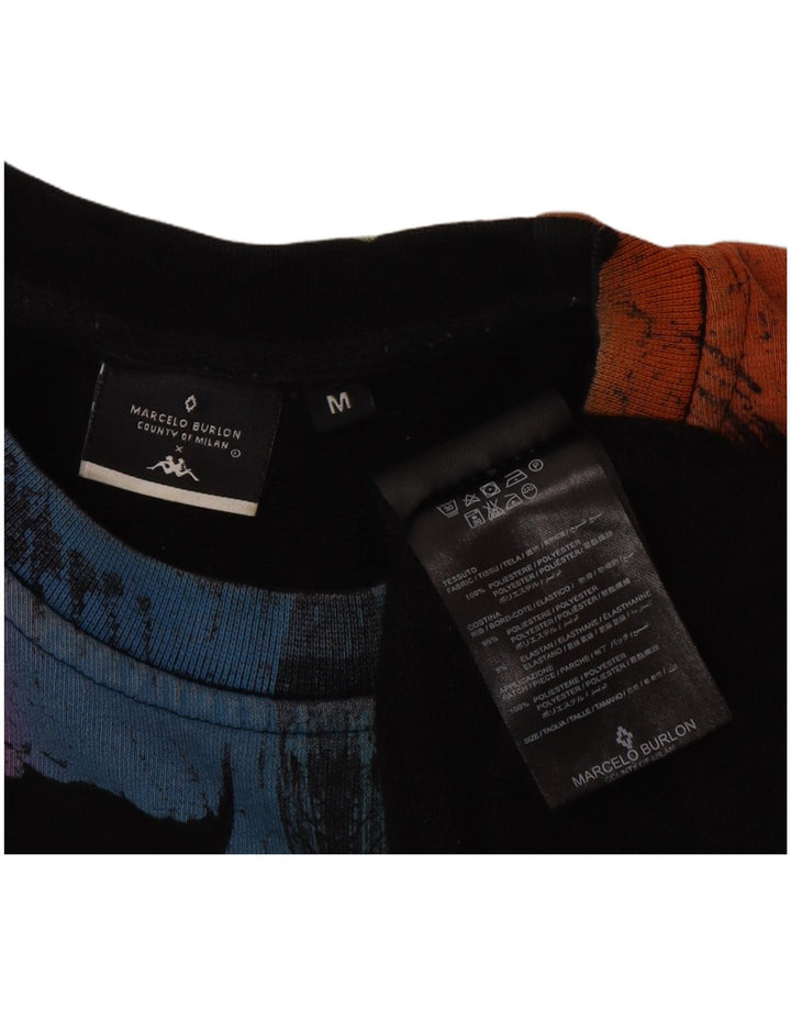 Kappa moletom gráfico masculino jumper médio preto colorblock poliéster