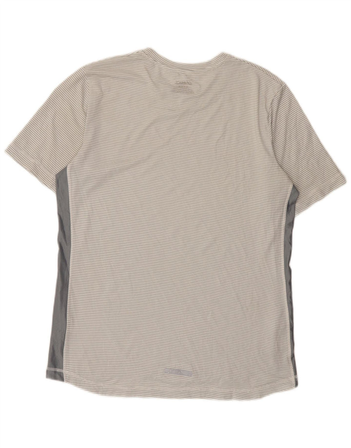 Camiseta masculina Asics Top médio branco listrado poliéster