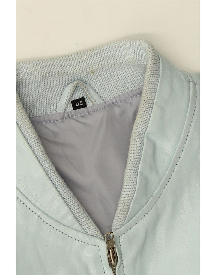 Jaqueta bomber feminina vintage de couro sintético IT 44 azul médio