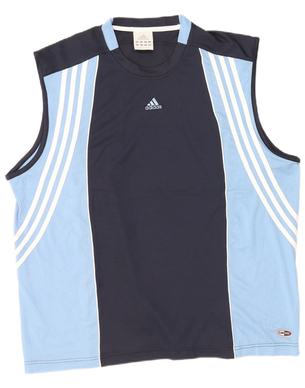 Adidas Mens Climacool Vest Top 2XL Azul Marinho Colourblock Poliéster