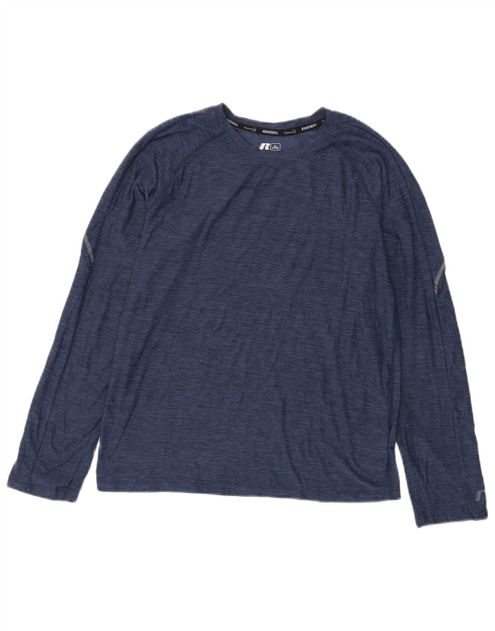 Russell Athletic Boys Top manga comprida 14-15 anos XL azul marinho manchado