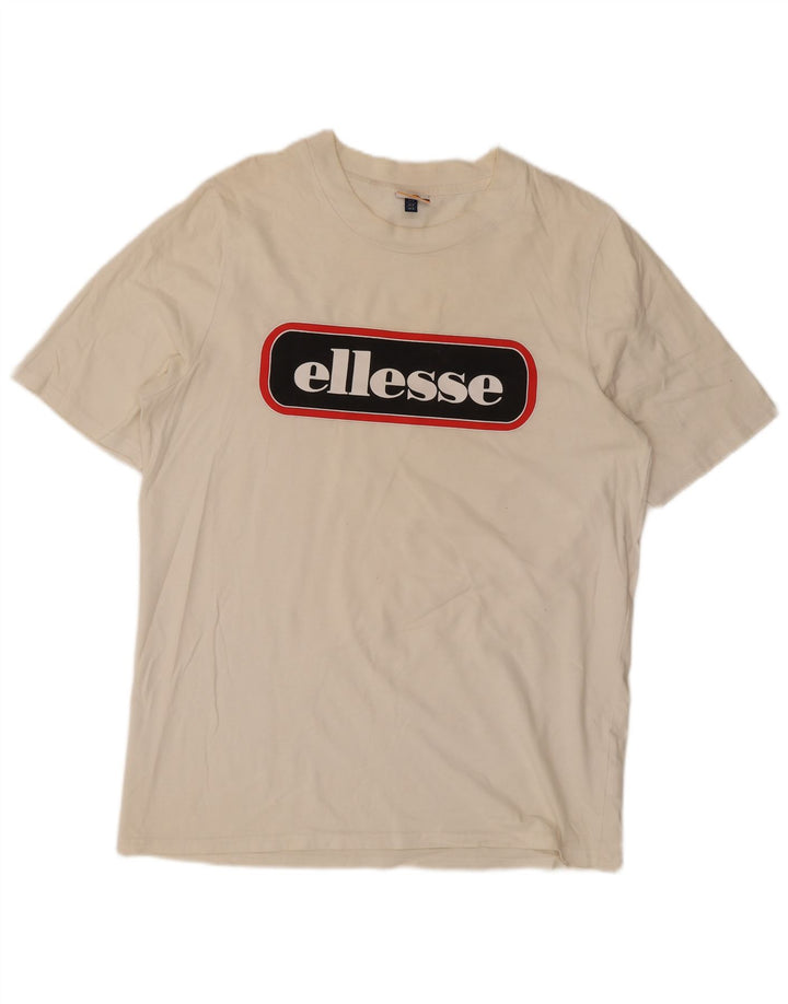 Camiseta masculina Ellesse com estampa gráfica pequena de algodão off white