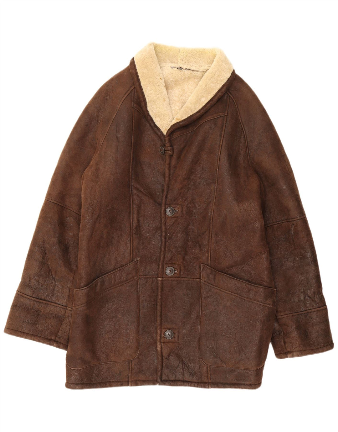 Jaqueta masculina de shearling WESTBURY IT 56 3XL couro marrom