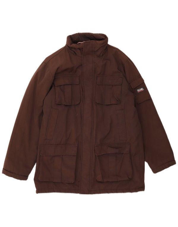 Jaqueta acolchoada masculina Slam UK 40 grande nylon marrom