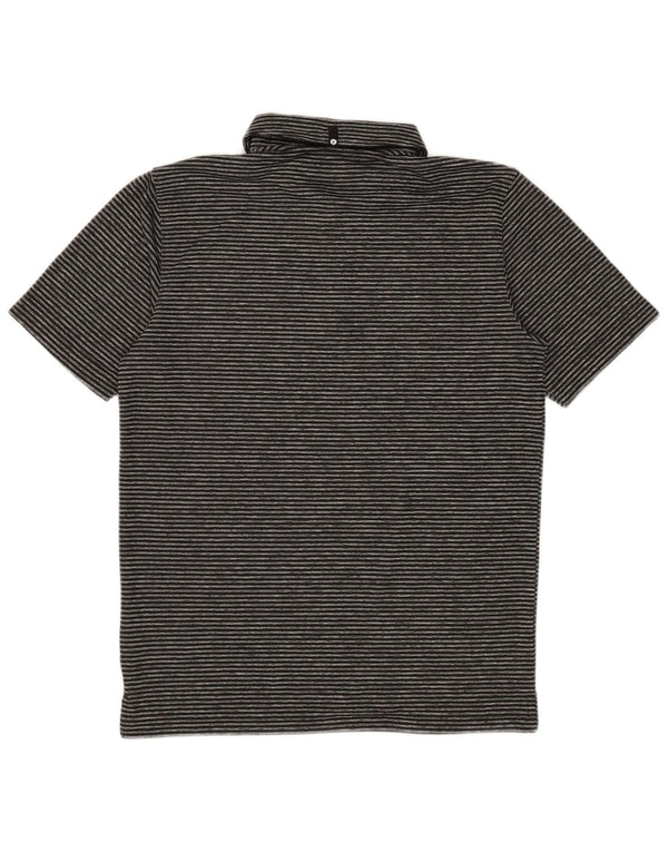 Camisa polo masculina Puma pequena listrada preta de poliéster