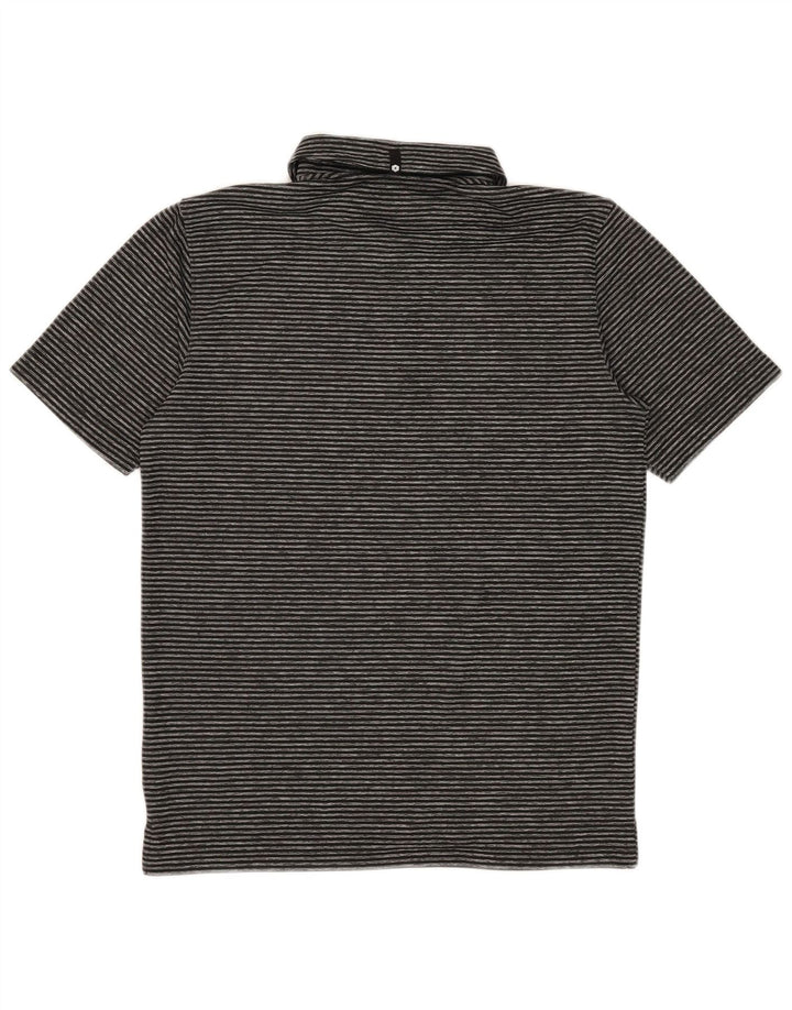 Camisa polo masculina Puma pequena listrada preta de poliéster