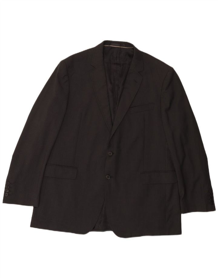 Jaqueta blazer masculina de 2 botões MARKS & SPENCER Reino Unido 38 risca de giz preta média
