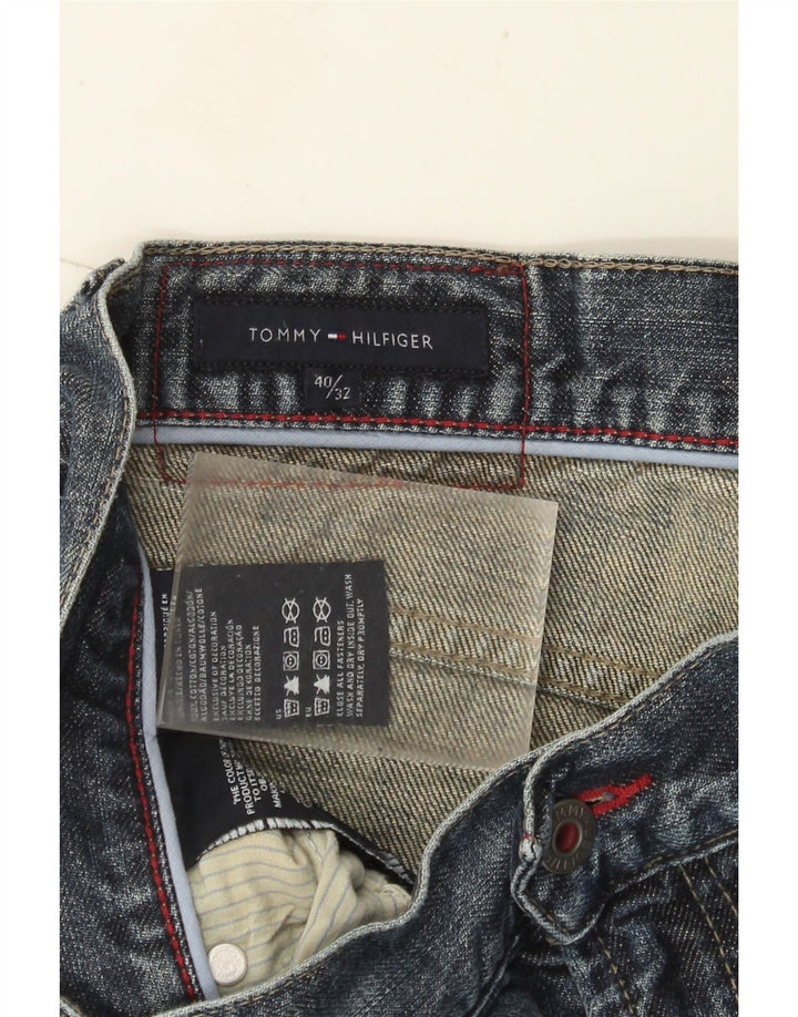 Jeans retos masculinos Tommy Hilfiger W40 L32 algodão azul