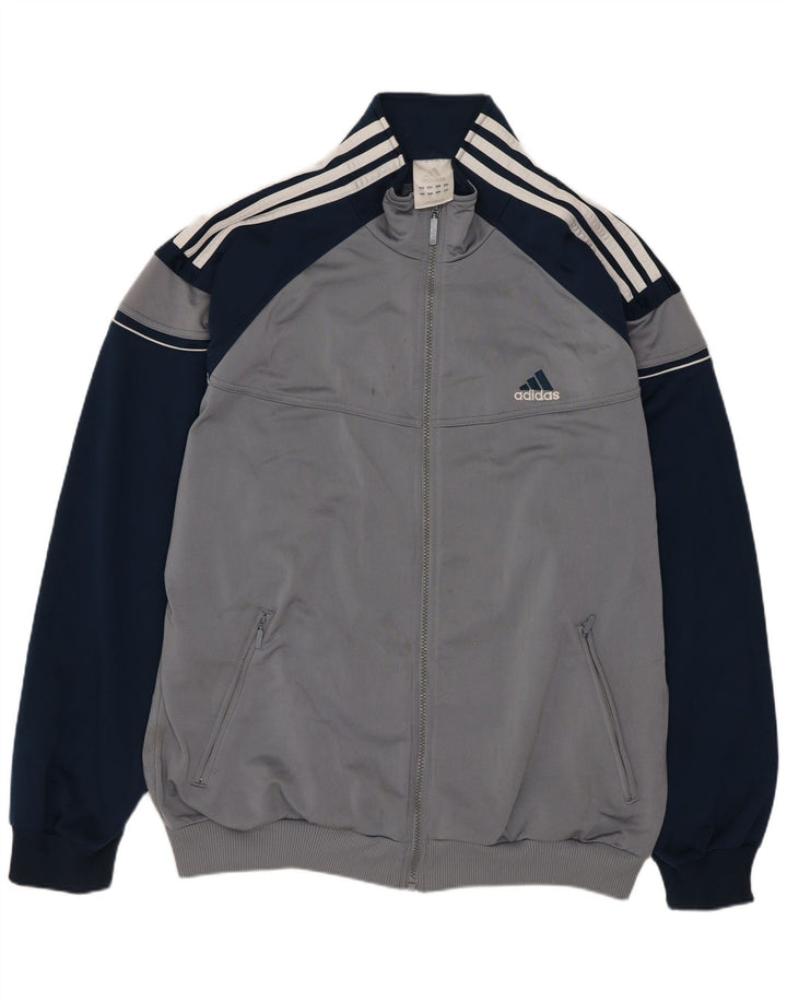 Adidas Mens Tracksuit Top Jacket UK 44/46 Grande Cinza Colorblock Poliéster