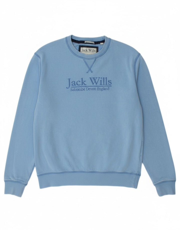 JACK WILLS Suéter gráfico masculino de algodão azul médio