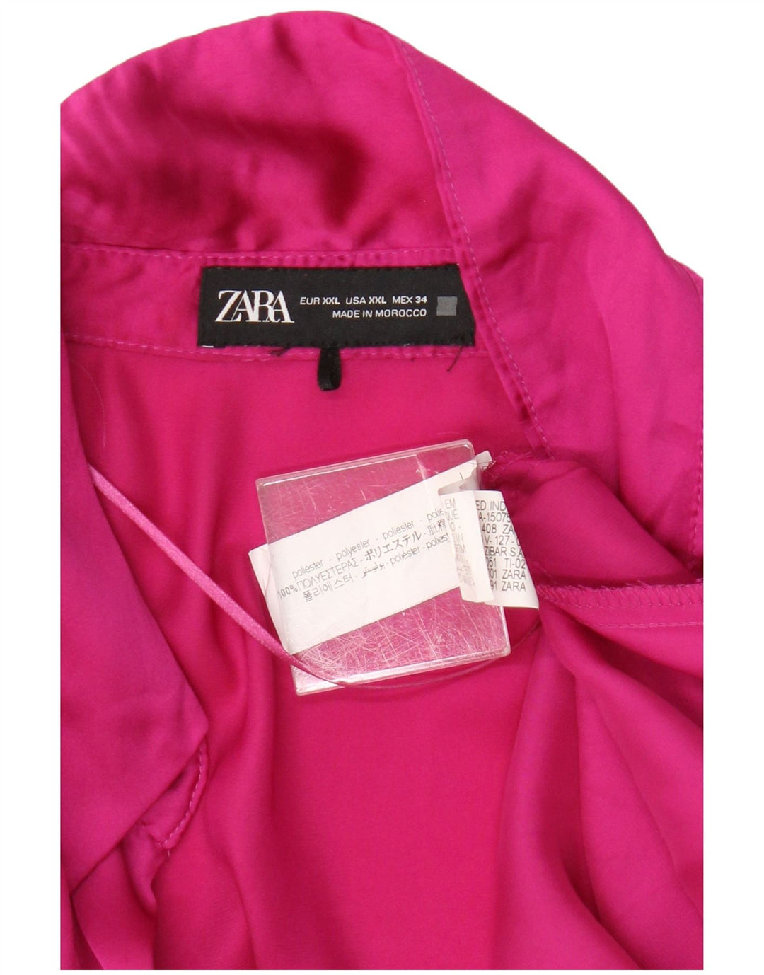 Blusa camisa feminina Zara UK 20 2XL rosa poliéster