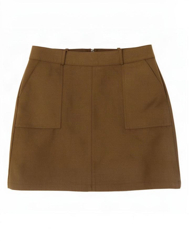 Minissaia feminina Oasis UK 12 médio W30 poliéster cáqui