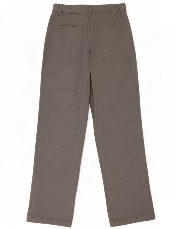 Zara Calça feminina de perna larga pequena W26 L31 cinza poliéster