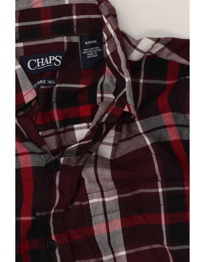 Camisa masculina de flanela Chaps pequena xadrez de algodão cor de vinho