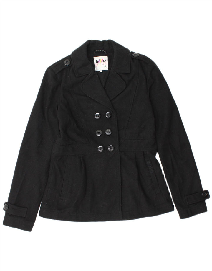 BILLABONG Pea Coat feminino UK 12 poliéster preto médio