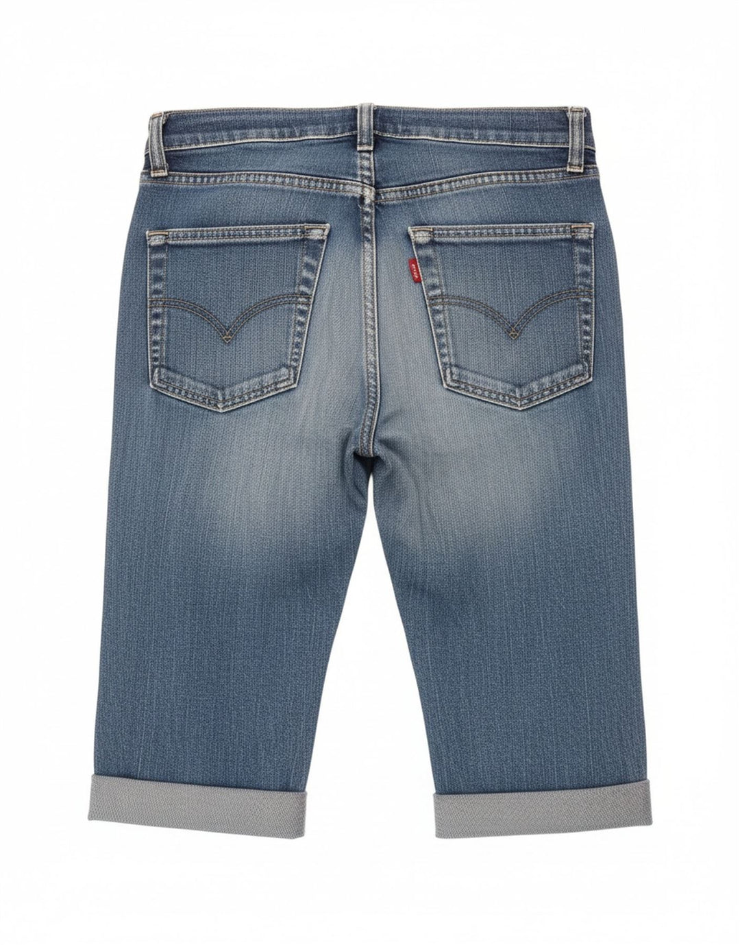 Shorts jeans feminino LEVI'S W27 pequeno algodão azul