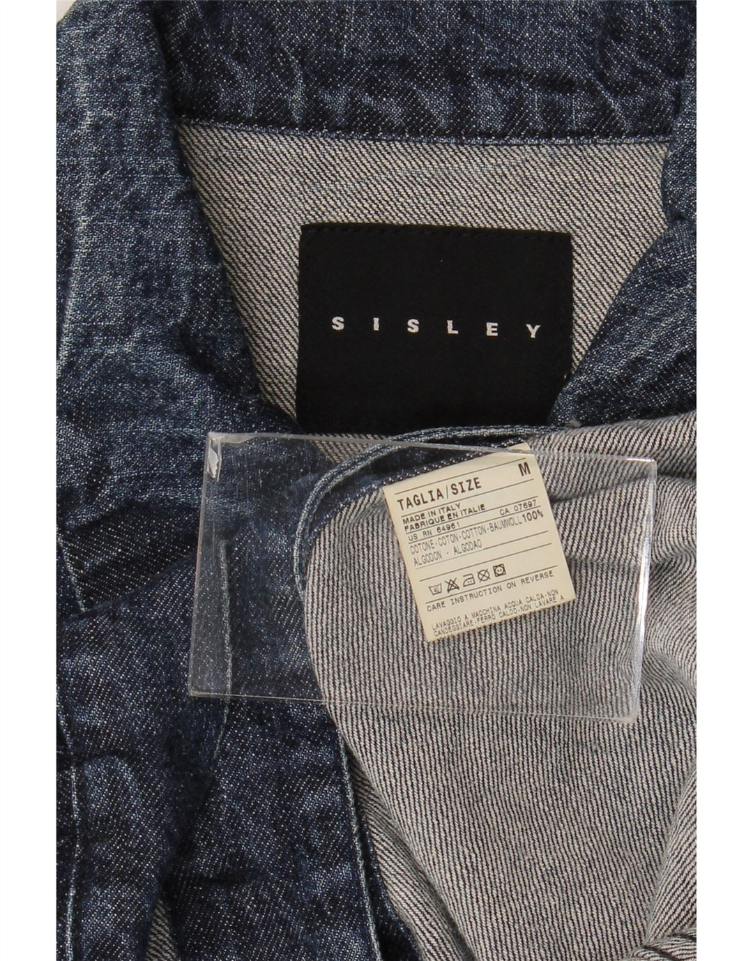 Jaqueta jeans feminina Sisley UK 14 algodão azul marinho médio