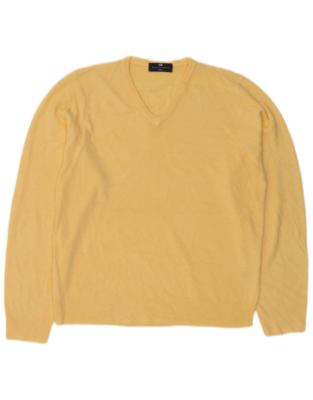 Suéter masculino MARKS & SPENCER Blue Harbor com decote em V amarelo médio
