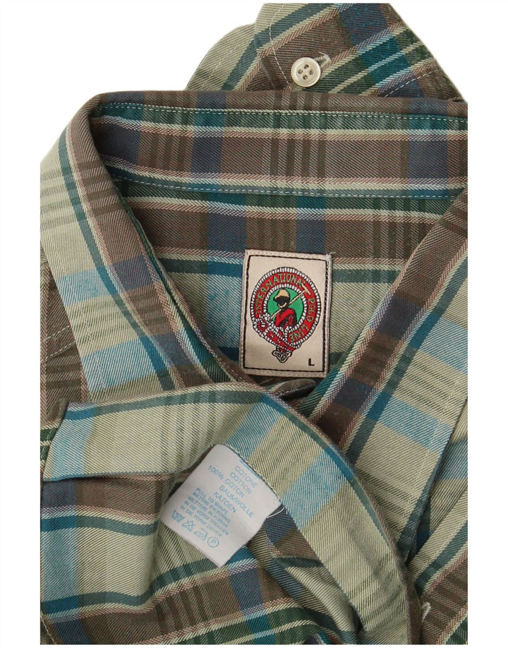 Camisa masculina vintage de flanela grande algodão xadrez multicolorido