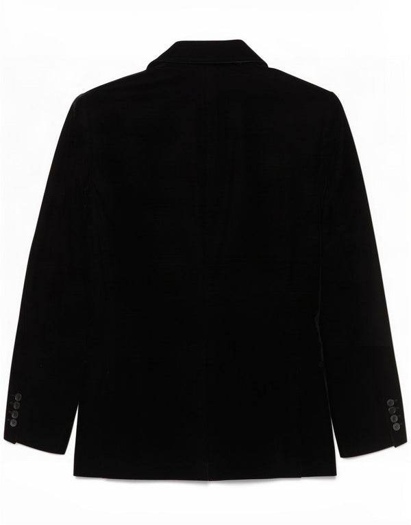 Jaqueta Blazer feminina vintage de veludo com 7 botões Reino Unido 10 pequeno preto