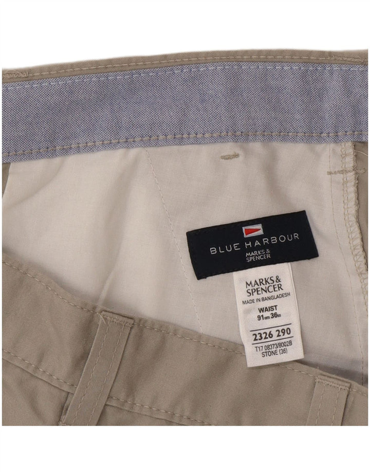 Shorts masculino Marks & Spencer Blue Harbor Chino W36 grande algodão cinza