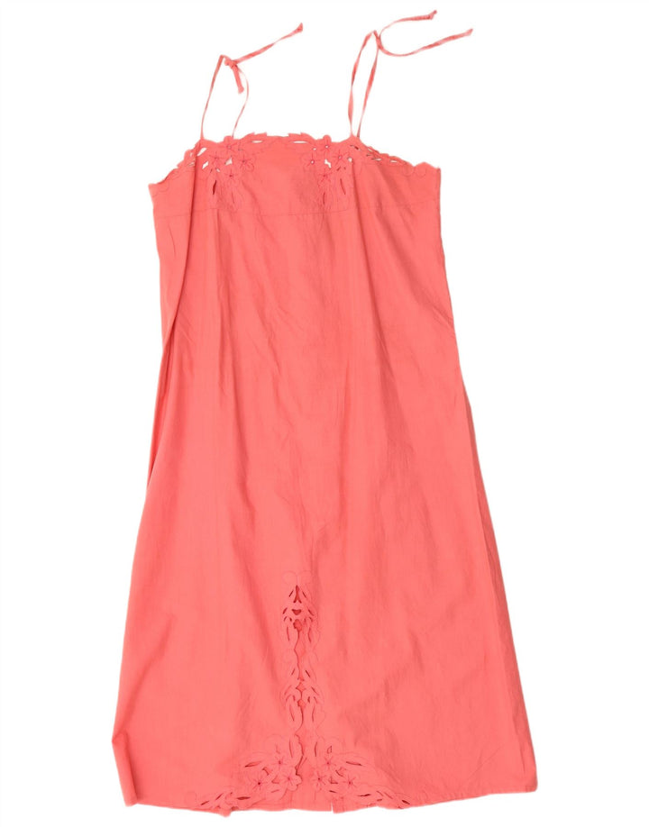 Vestido de verão feminino vintage Reino Unido 12 médio rosa floral