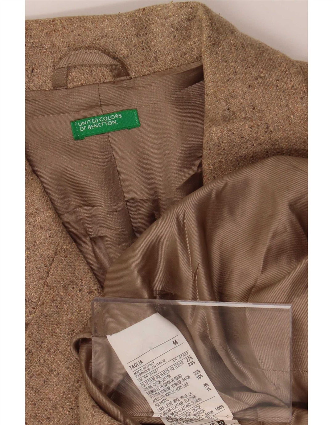 Jaqueta Blazer Feminina de 3 Botões Benetton IT 44 Poliéster Bege Médio