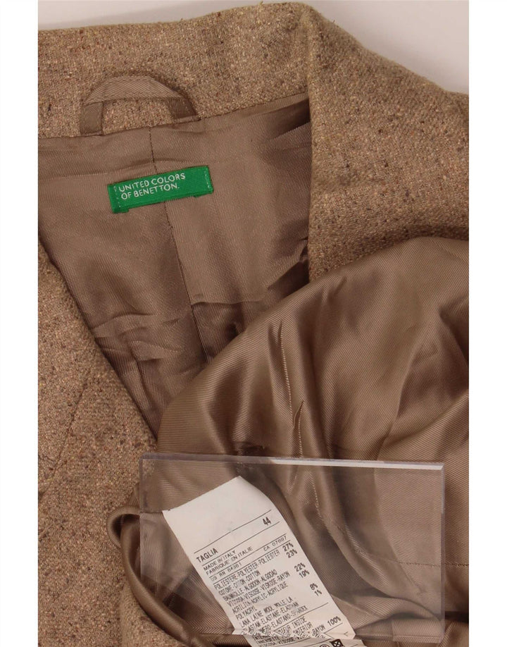 Jaqueta Blazer Feminina de 3 Botões Benetton IT 44 Poliéster Bege Médio