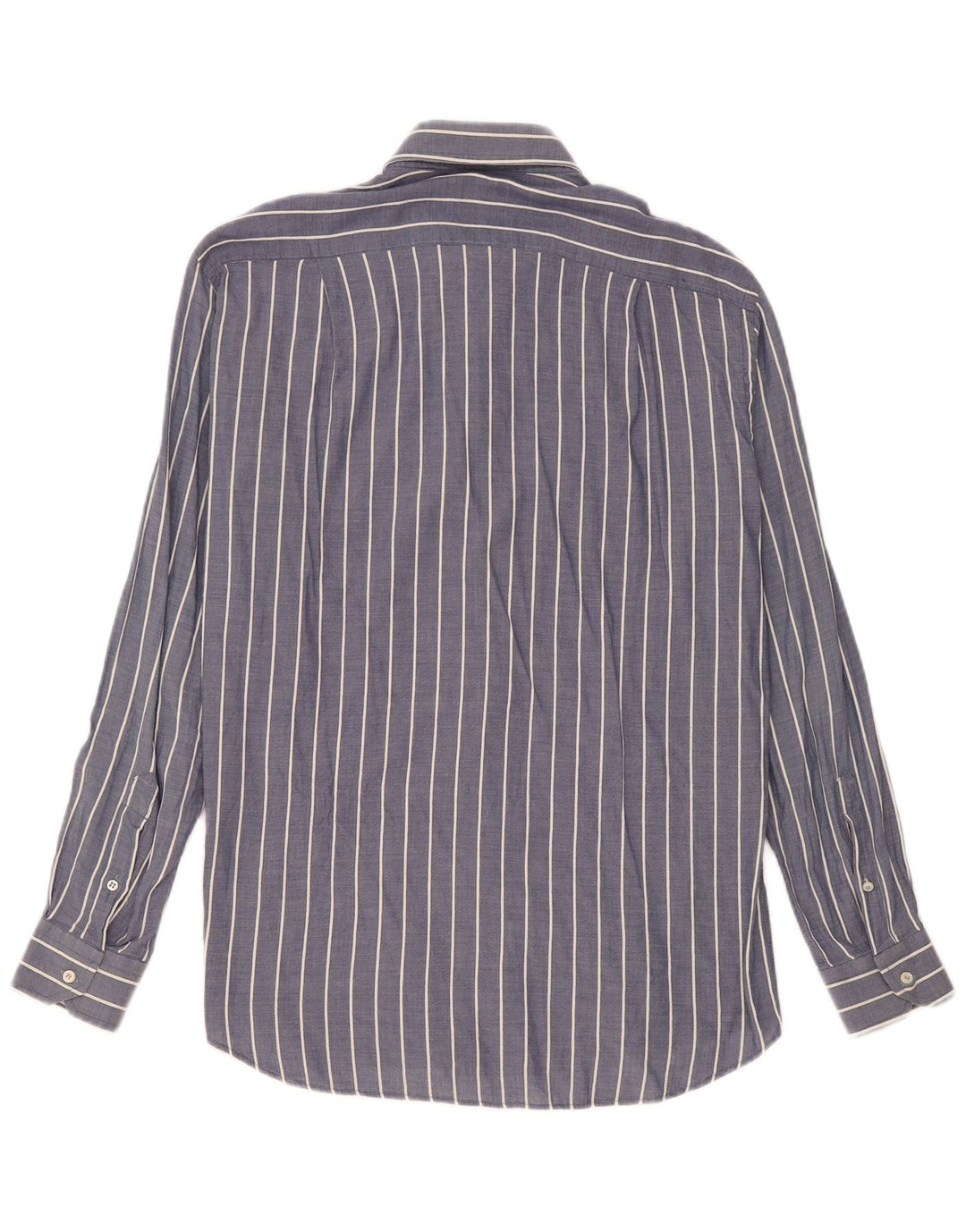 Camisa masculina Roccobarocco tamanho 40 15 3/4 algodão listrado azul marinho médio