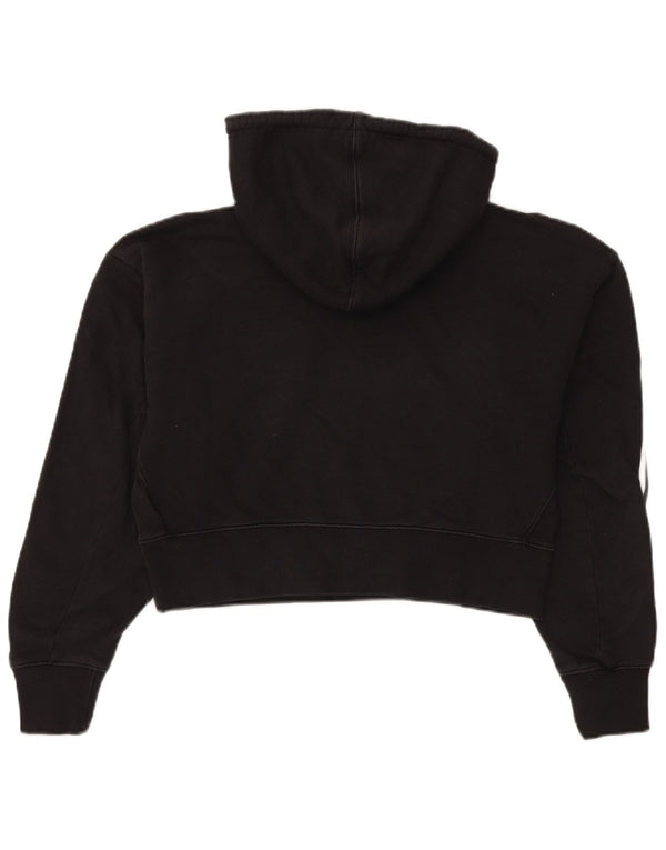 Adidas Womens Crop Oversized Hoodie Jumper UK 4 XS Algodão Preto
