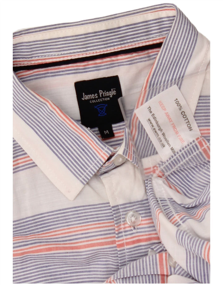 Camisa masculina de manga curta JAMES PRINGLE algodão listrado branco médio