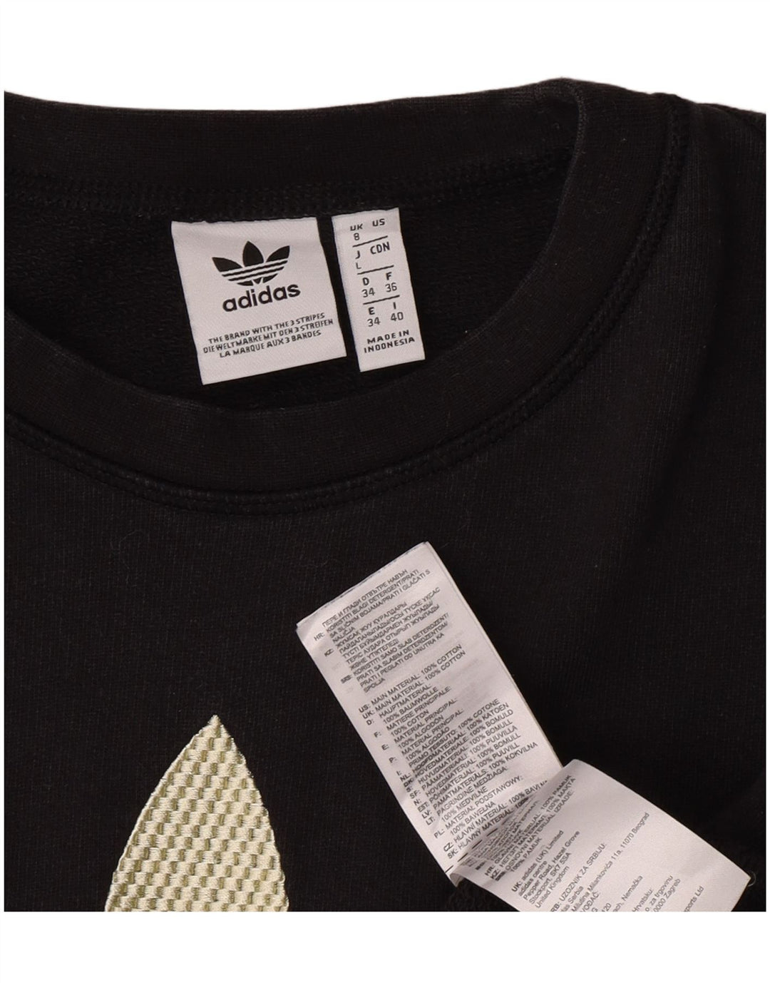 Adidas Womens Oversized Crop Graphic Top Manga Longa Reino Unido 8 Pequeno Preto