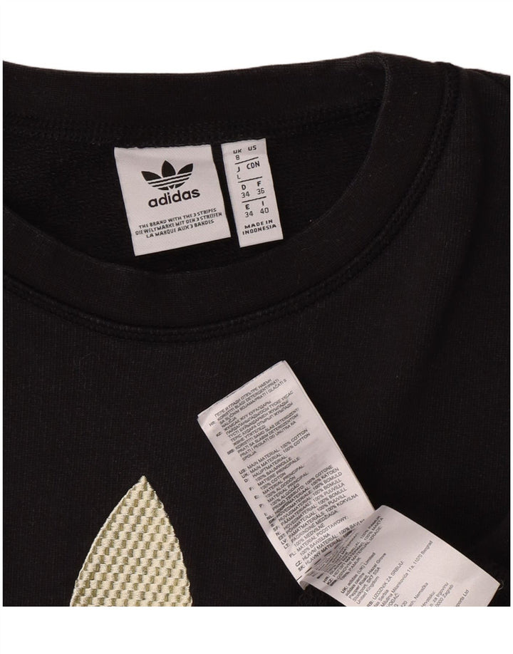 Adidas Womens Oversized Crop Graphic Top Manga Longa Reino Unido 8 Pequeno Preto