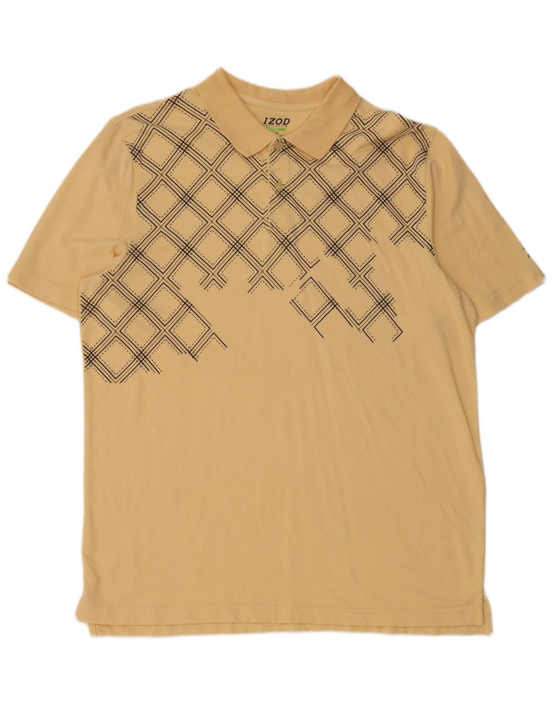 Camisa polo masculina Izod grande algodão xadrez amarelo