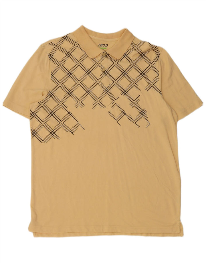 Camisa polo masculina Izod grande algodão xadrez amarelo