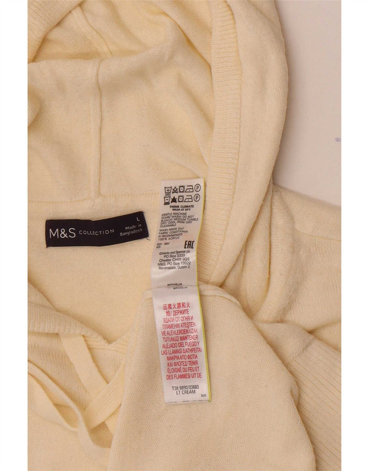 Suéter feminino com capuz grande Marks & Spencer Reino Unido 16 grande bege