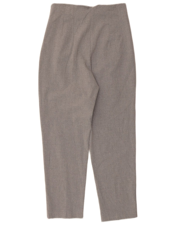 Zara Calça feminina casual cintura alta cônica pequena W26 L26 cinza poliéster