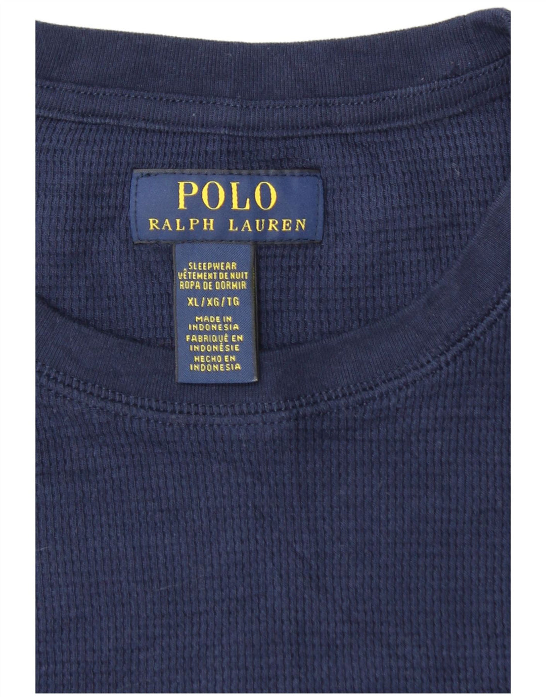 POLO RALPH LAUREN Top masculino manga comprida XL azul marinho algodão