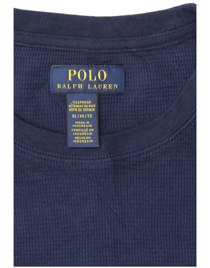 POLO RALPH LAUREN Top masculino manga comprida XL azul marinho algodão
