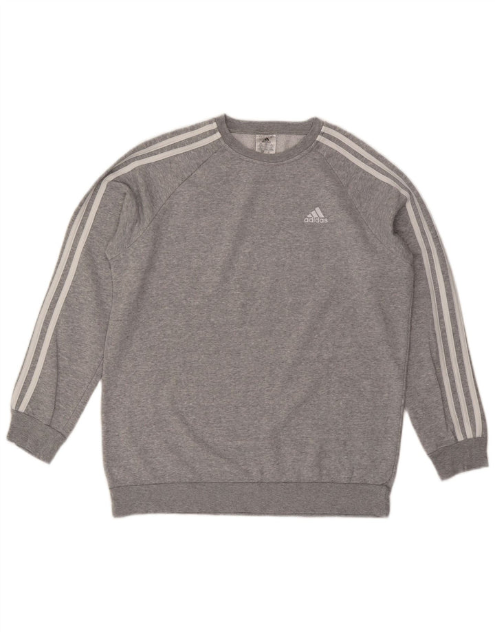 ADIDAS Womens Oversized Sweatshirt Jumper UK 8/10 Pequeno Cinza Flecked
