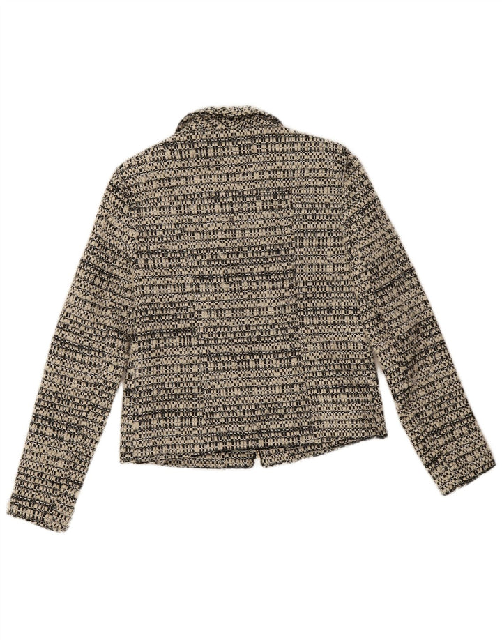 Jaqueta blazer feminina Zara com zíper completo Reino Unido 10 pequena cinza manchada