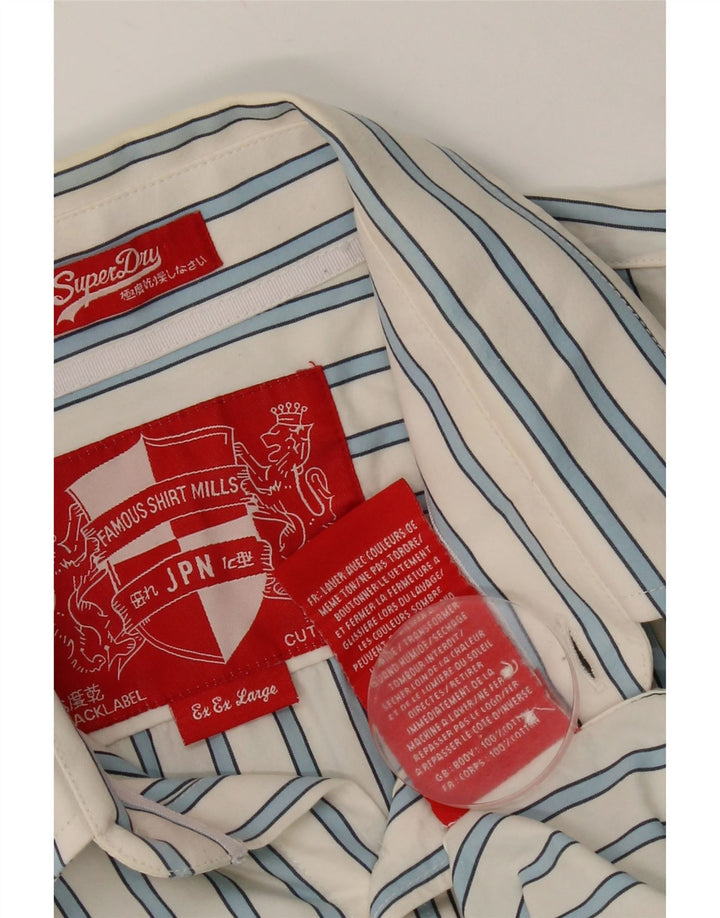 Camisa masculina Superdry 2XL algodão listrado branco