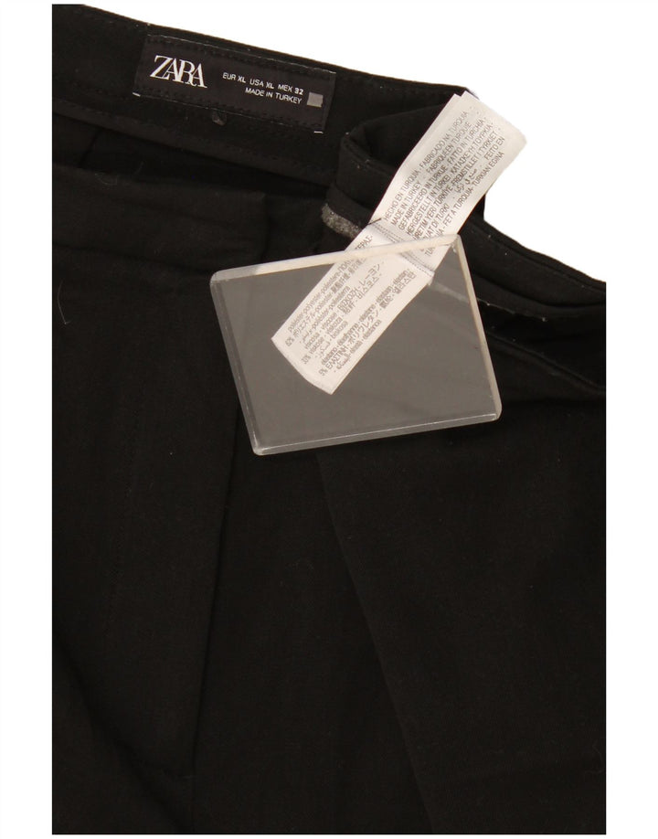 Calça casual feminina Zara Bootcut XL W32 L33 poliéster preto